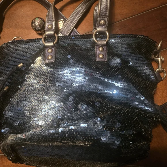 Coach Poppy Blue Sequin Handbag - Picture 9 of 11